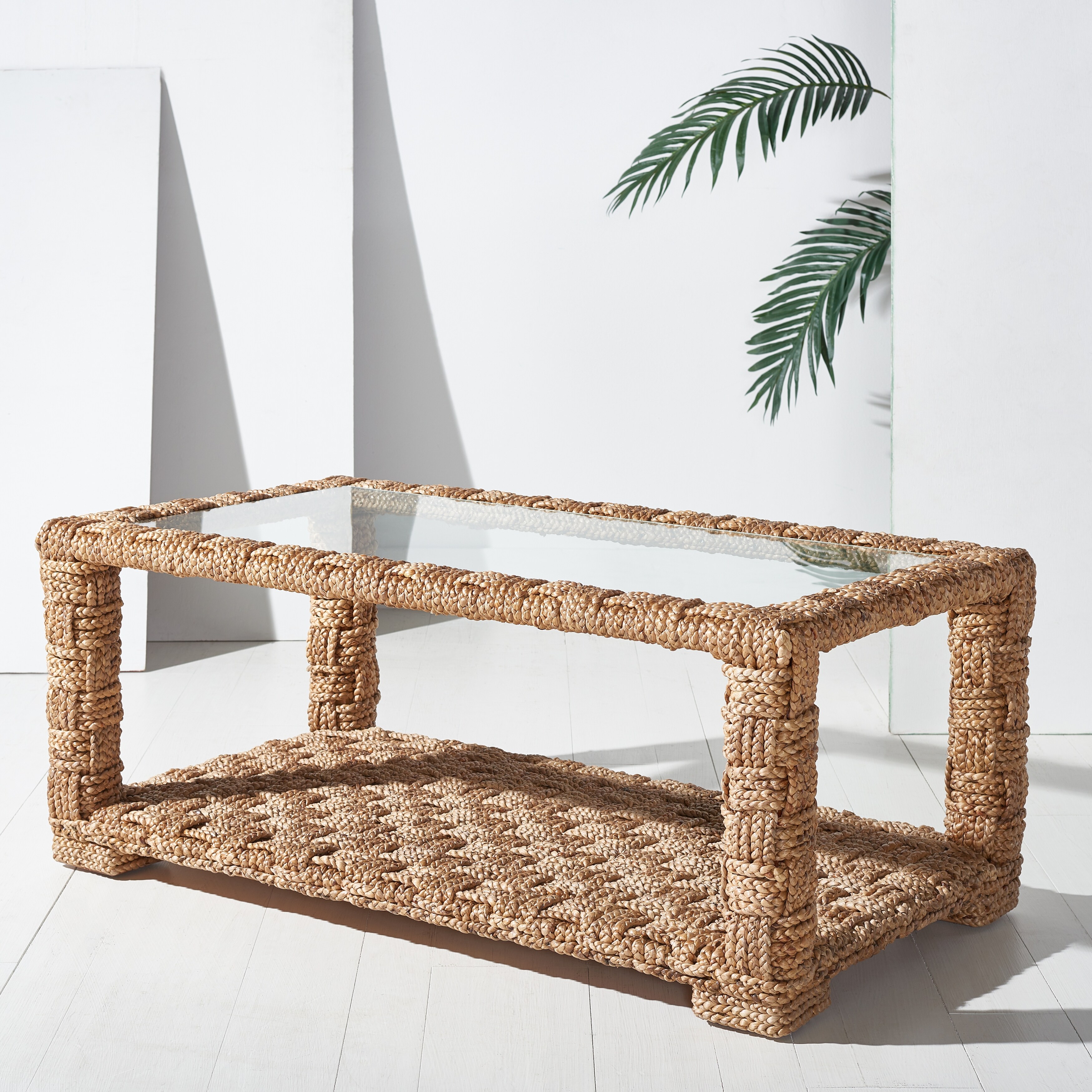 SAFAVIEH Couture Christi Tropical Coastal Boho Water Hyacinth Coffee Table - 44 in. W x 24 in. D x 18 in. H - Mycitystee