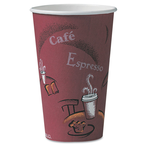 Dart Solo Bistro Design Hot Drink Cups， Paper， 16oz， Maroon， 300/Carton (OF16BI0041) - Mycitystee