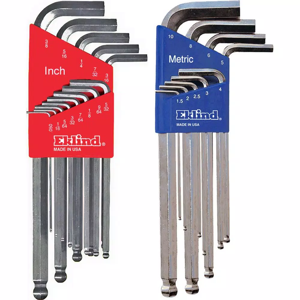 Eklind Combination Bright-Ball-Hex-L Key Set Sizes0.050 in. to 3/8 in. and Size 1.5 mm to 10 mm (22-Piece) and#8211; XDC Depot - Mycitystee