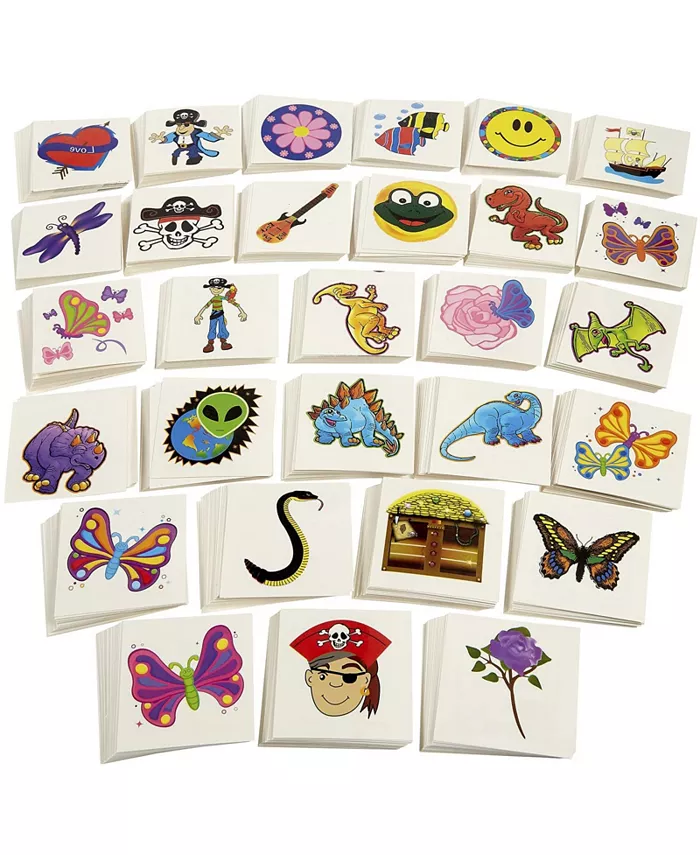 Everything You Need Kicko Tattoo Assortment - 720 PC Colorful Tattoos - Temporary Tattoos Assortment - Includes Dinosaur， Pirates， Animals， Flowers an - Mycitystee