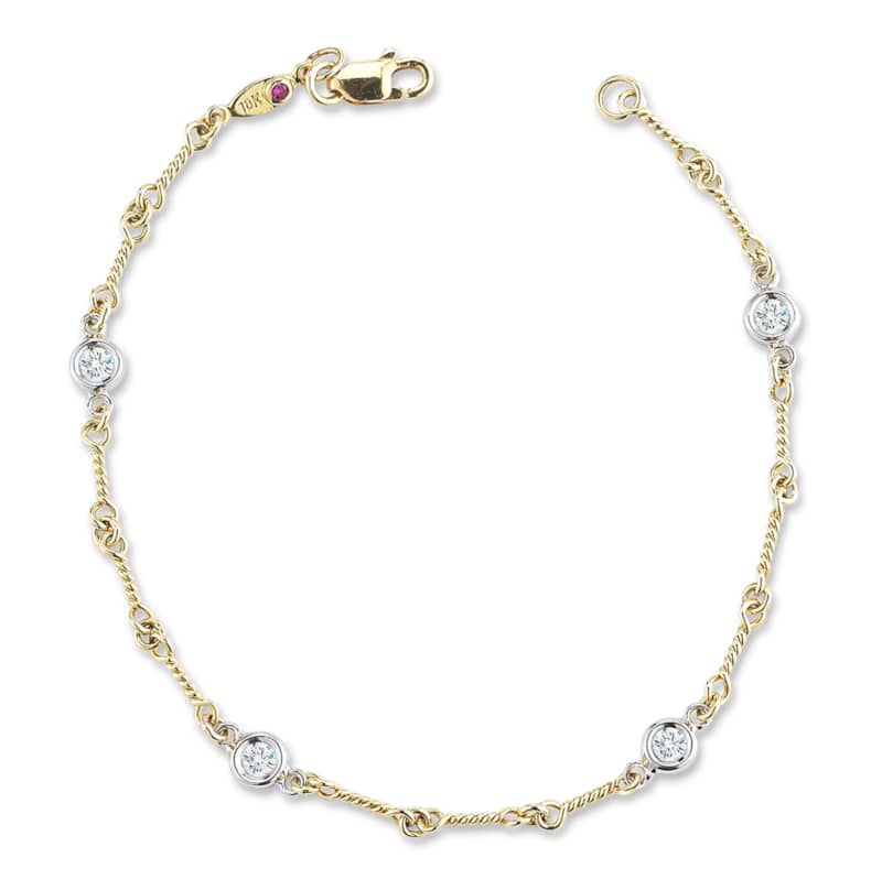 Roberto Coin 18KT Gold Dog Bone Chain Bracelet With Diamond Stations - Mycitystee