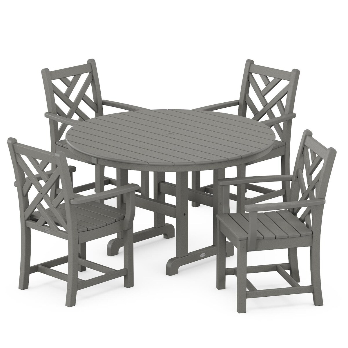 POLYWOOD Chippendale 5-Piece Round Arm Chair Dining Set - Mycitystee