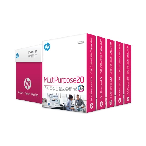 HP MultiPurpose20 Paper， 96 Bright， 20lb， 8.5 x 11， White， 500 Sheets/Ream， 5 Reams/Carton (115100) - Mycitystee