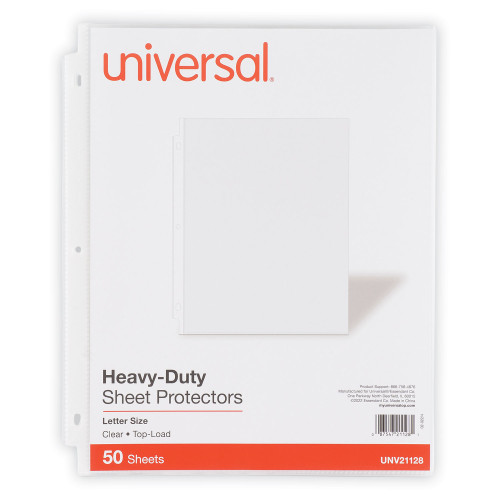 Universal Top-Load Poly Sheet Protectors， Heavy Gauge， Clear， 50/Pack (21128) - Mycitystee