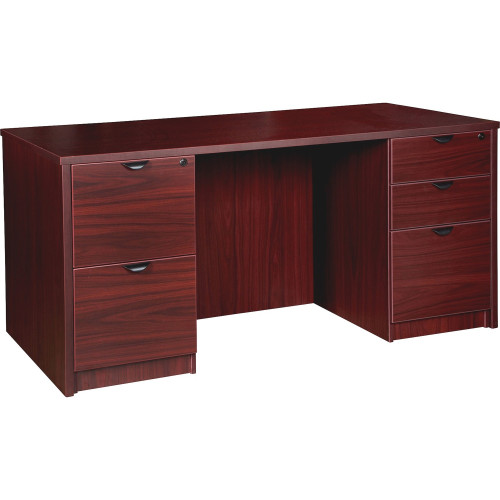 Lorell Prominence 2.0 Mahogany Laminate Double-Pedestal Desk - 5-Drawer (PD3060DPMY) - Mycitystee