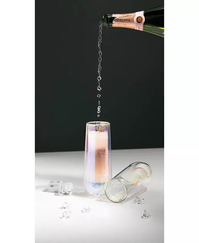 Corkcicle 7 oz Prism Glass Flute， Set of 2 - Mycitystee