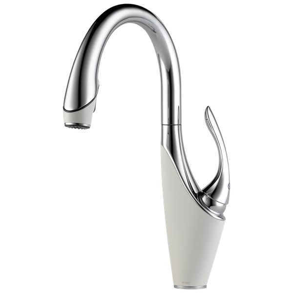 Vuelo Single Handle Pull-Down Kitchen Faucet - Chrome/Matte White - Mycitystee