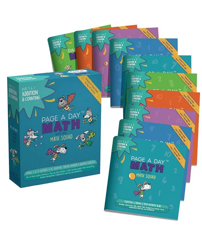 Page A Day Math Addition Counting - Set of 10 Workbooks - Mycitystee