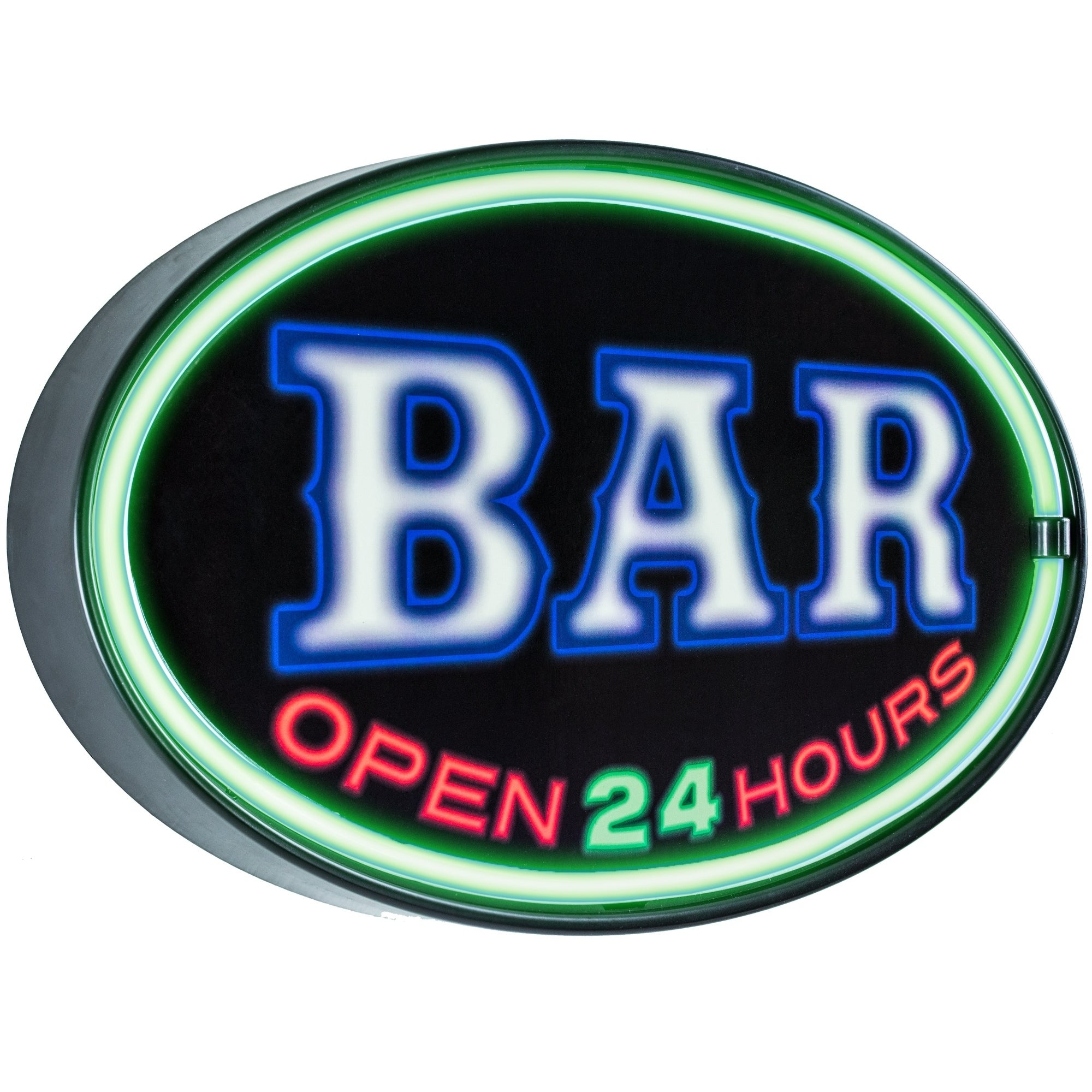 American Art Decor Bar Open 24 Hours Oval Shaped LED Light Up Sign Wall Decor for Man Cave Bar Garage - Mycitystee