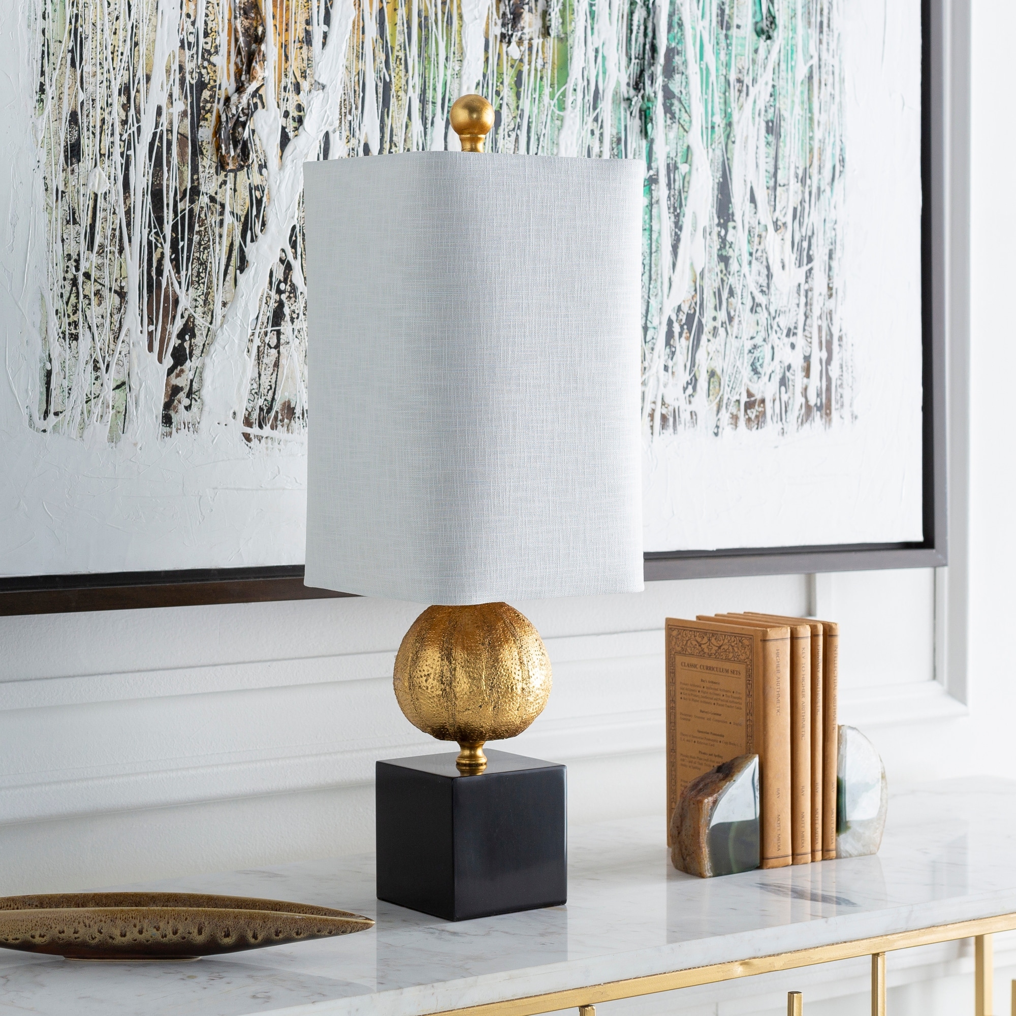 Eaya Table Lamp with Gold Base and White Shade - Mycitystee