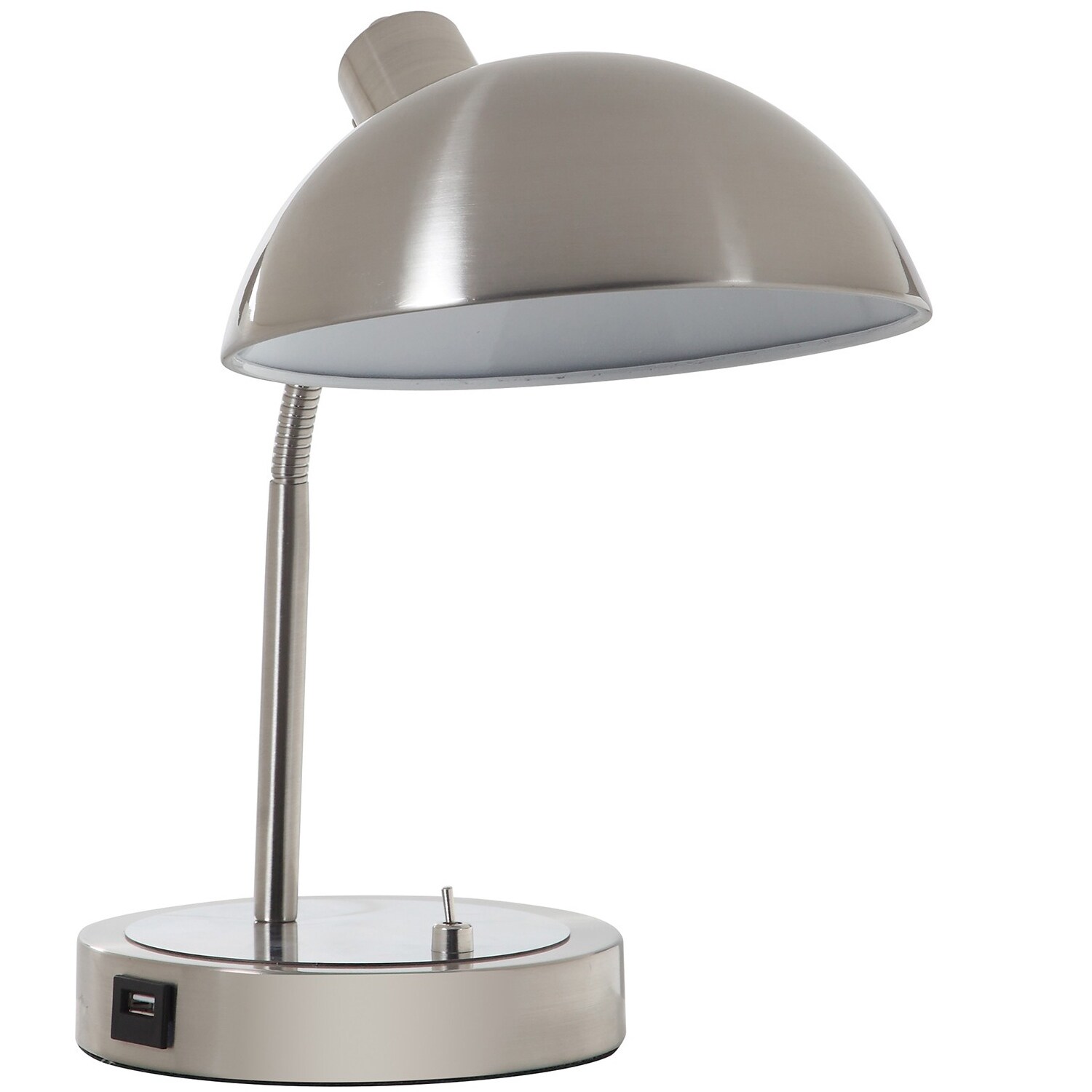 Desk Lamp with Adjustable Head and USB Port， Brushed Nickel - Mycitystee