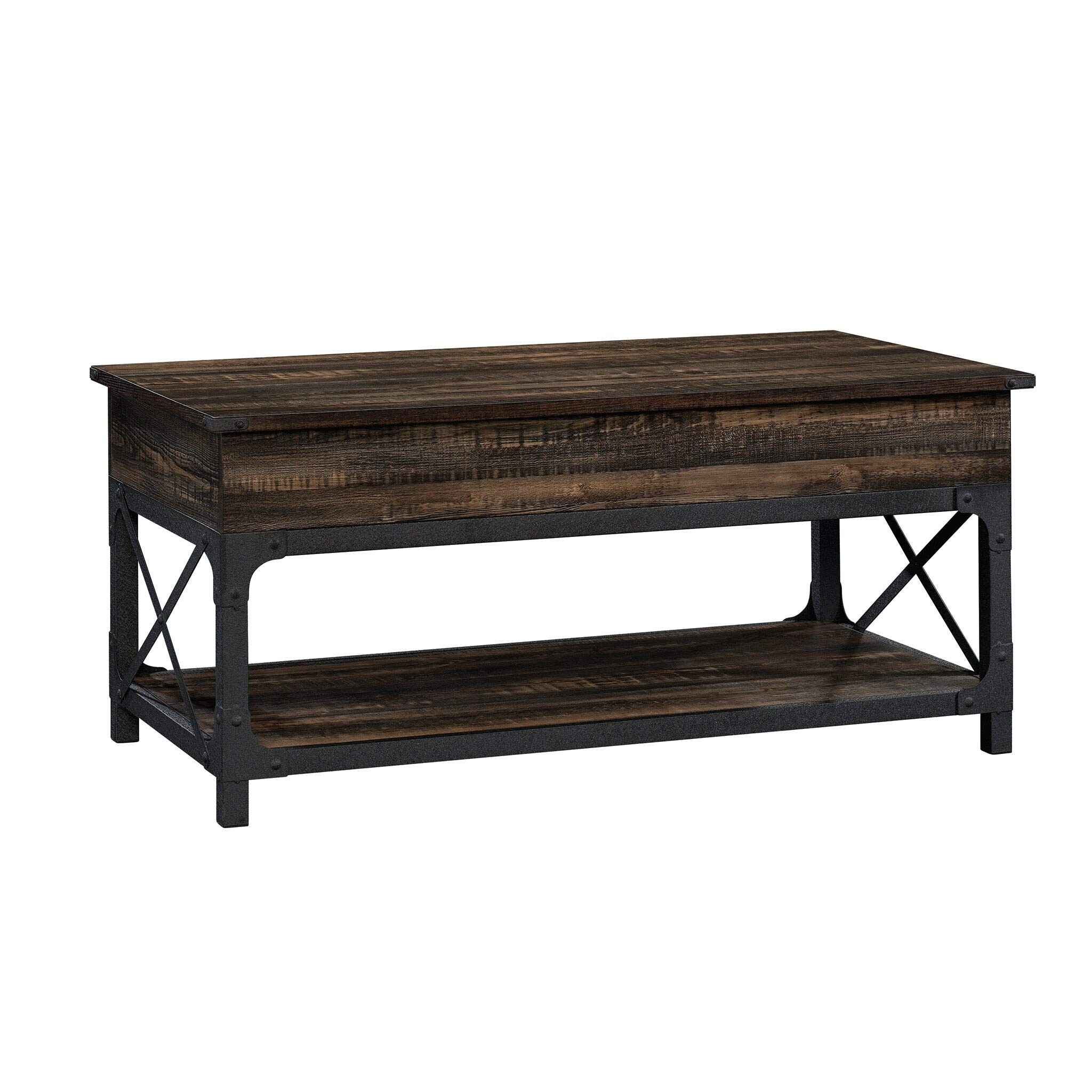 Steel River Lift-Top Coffee Table， Carbon Oak Finish - as picture - Mycitystee