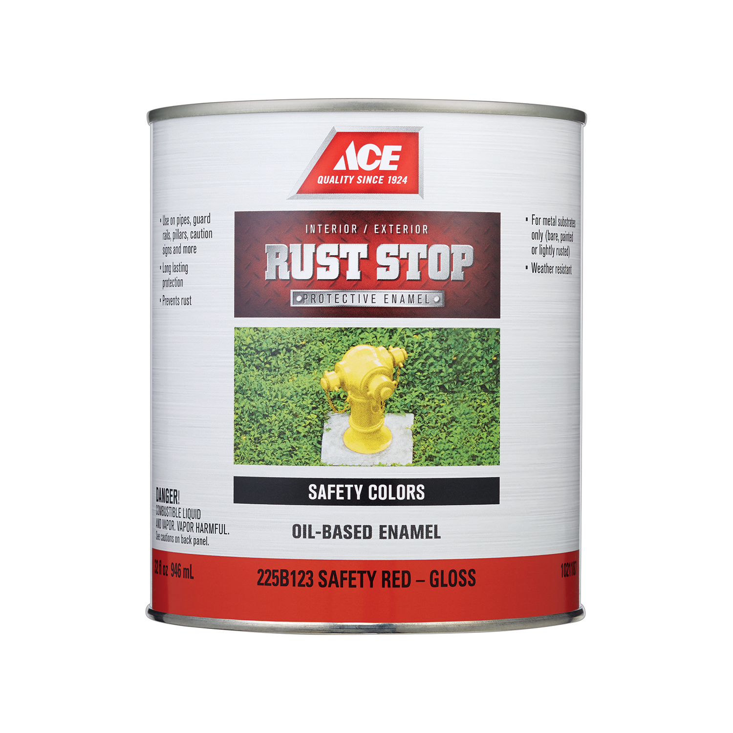 Ace Rust Stop Indoor / Outdoor Gloss Safety Red Oil-Based Enamel Rust Preventative Paint 1 qt - Mycitystee