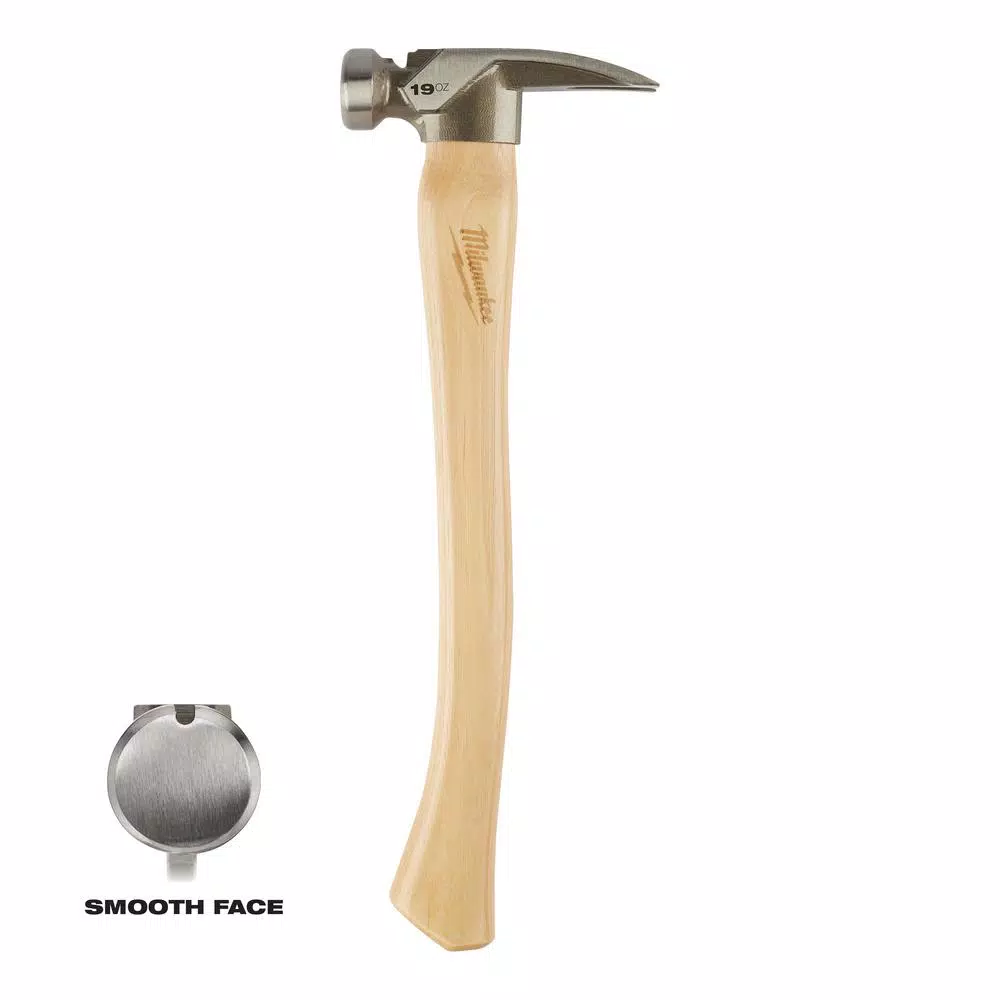 Milwaukee 19 oz. Smooth Face Hickory Wood Framing Hammer and#8211; XDC Depot - Mycitystee