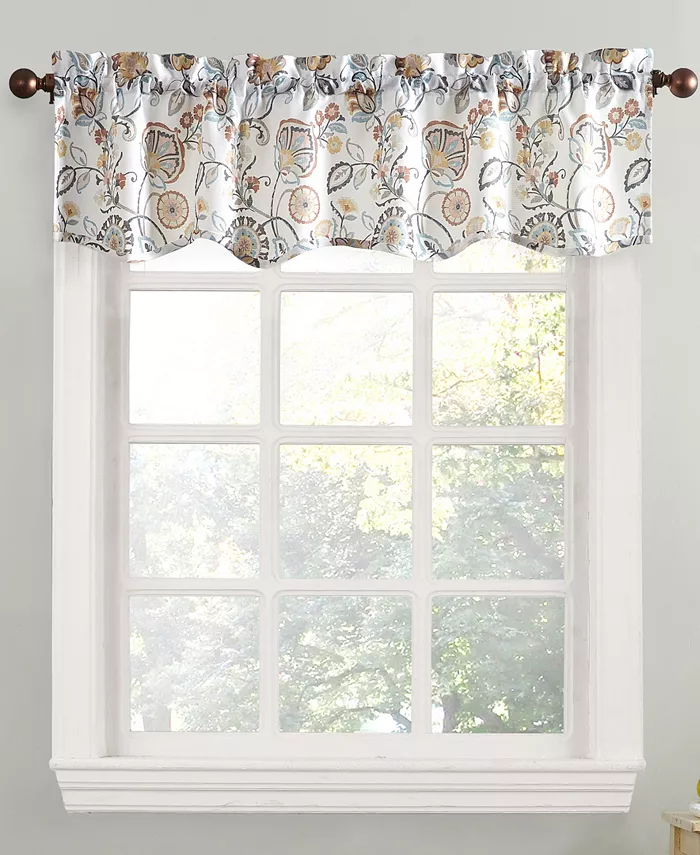 No. 918 Signy Jacobean Pattern Semi-Sheer Rod Pocket Kitchen Curtain Valance， 54