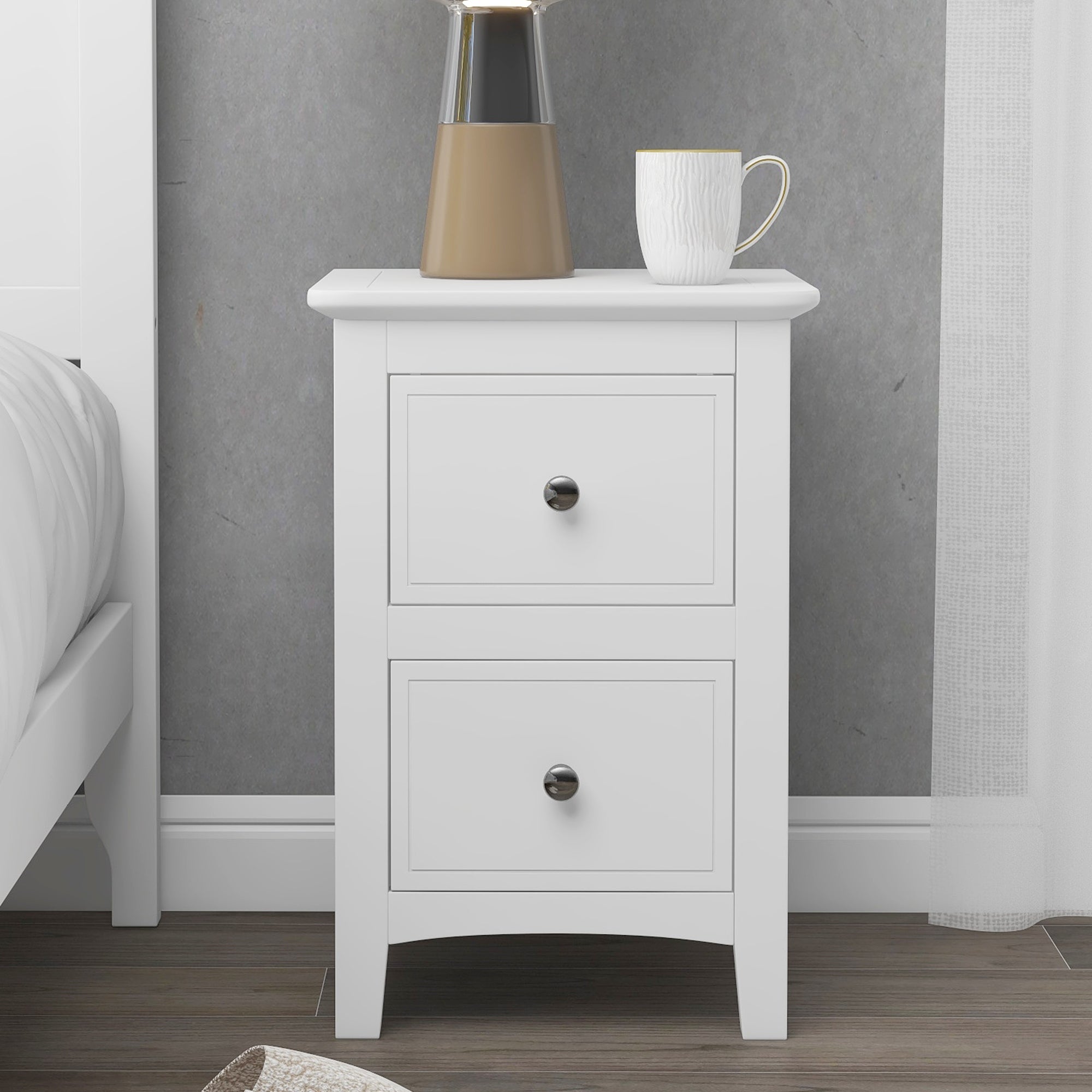 2 Drawers Solid Wood Dresser with Metal Knobs - - 35654249 - Mycitystee