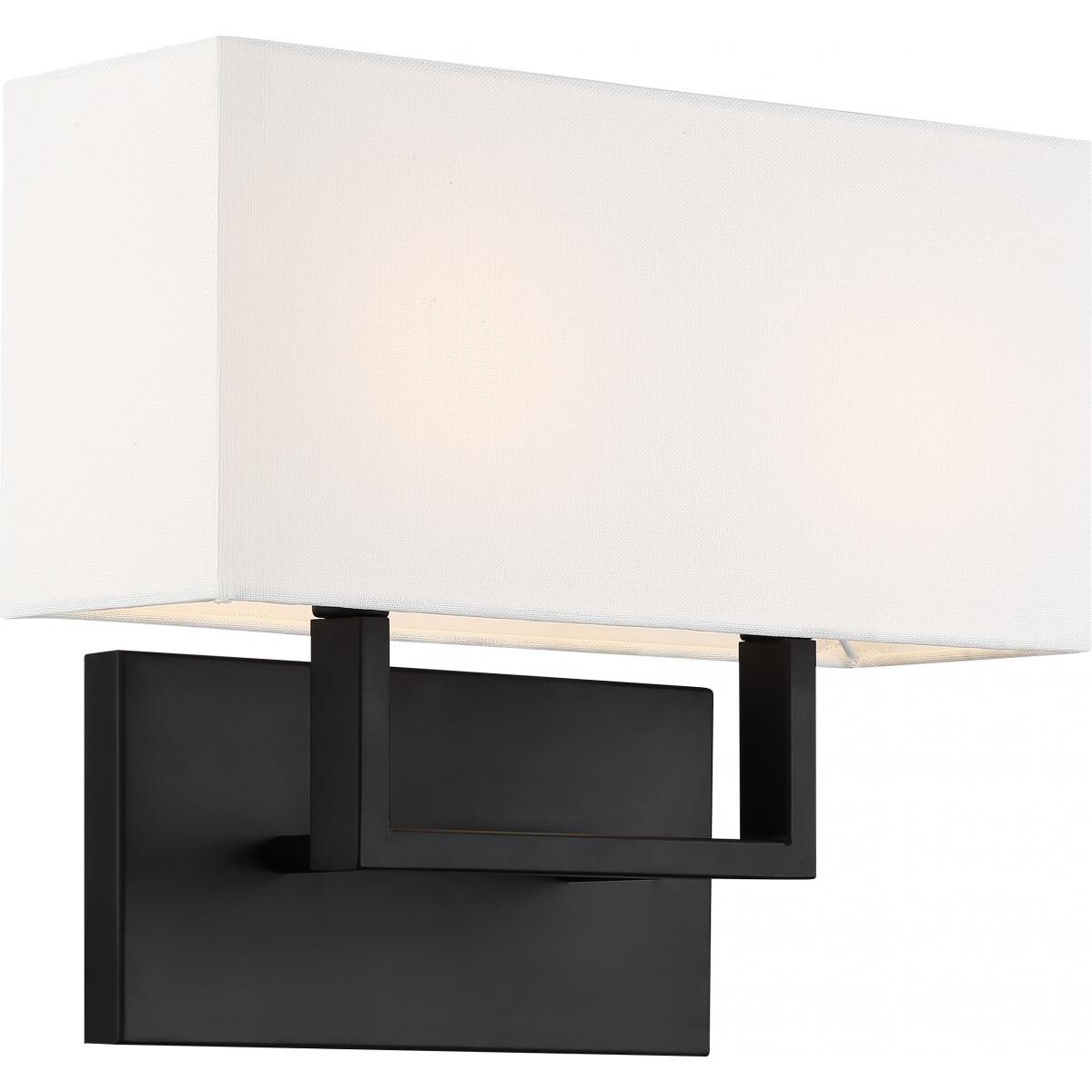 Tribeca 2 Light Vanity -with White Linen Shade Aged Bronze Finish - Mycitystee