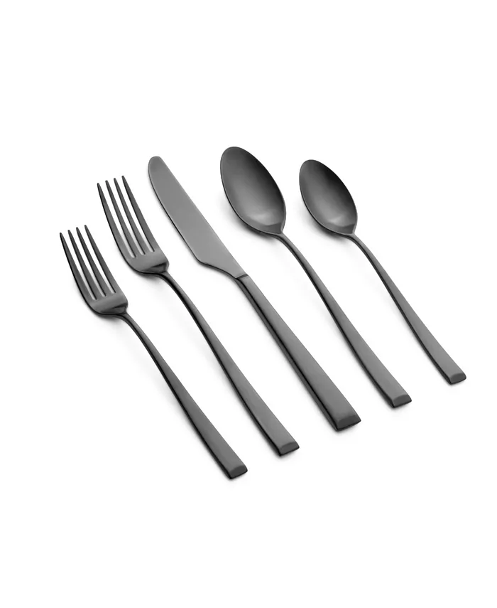 Cambridge Silversmiths Marlise Black Satin 20 Piece 18 10 Stainless Steel Flatware Set， Service for 4 - Mycitystee