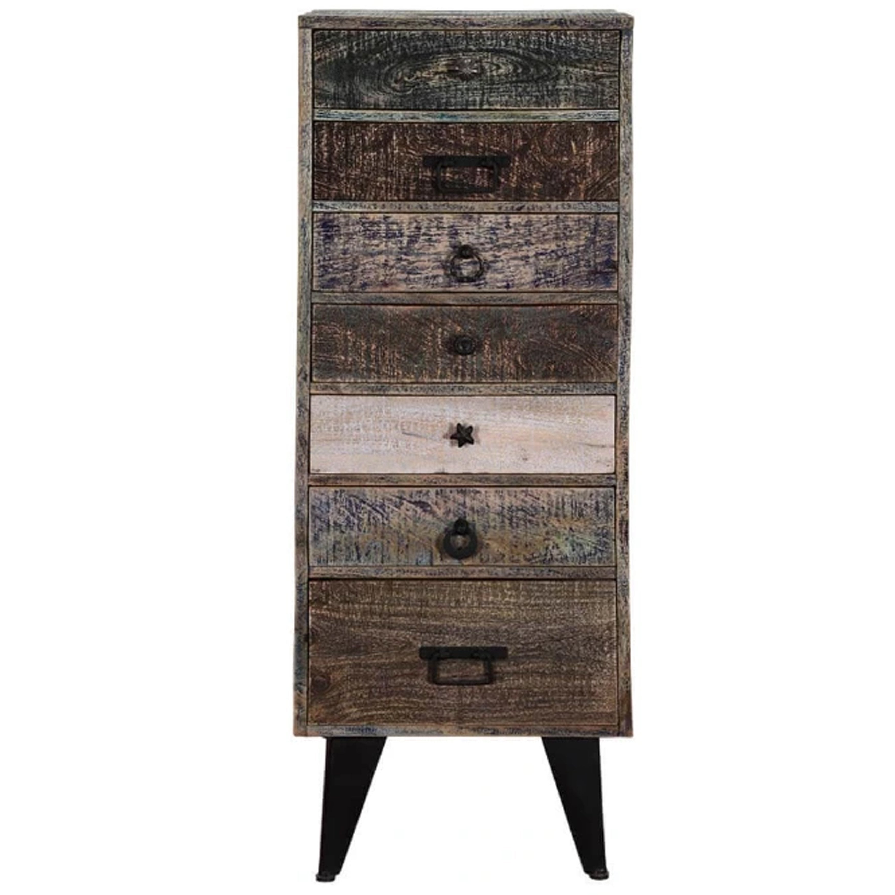 Hand Made Distress Mango Wood 7 Drawer Tall Chest - - 35096140 - Mycitystee