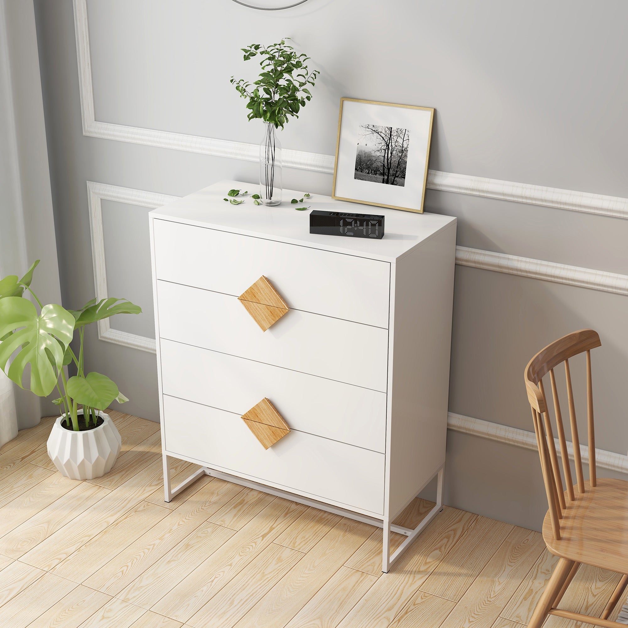 Solid Wood Dresser with Square Handle Design - - 36501477 - Mycitystee