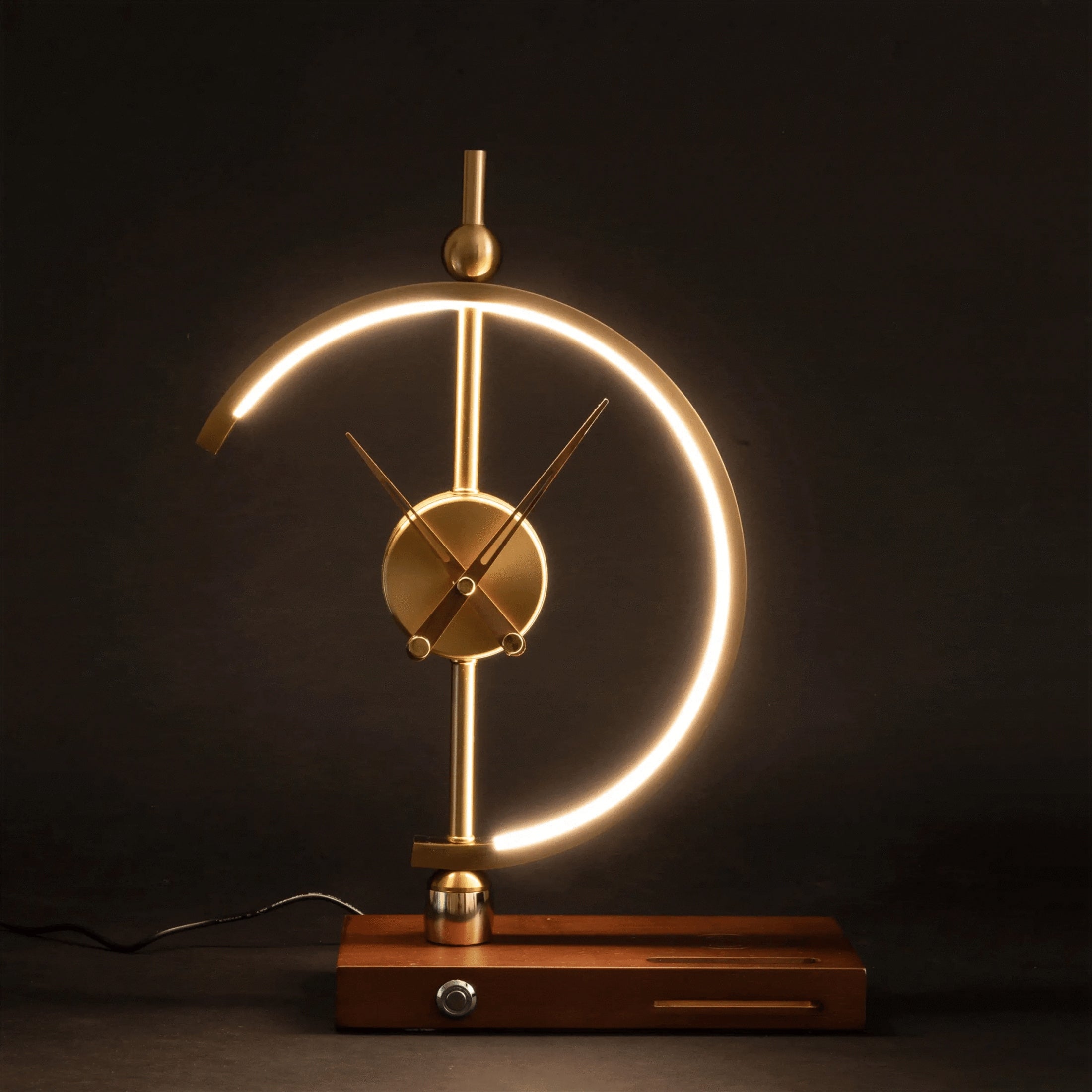 Oak Base Clock Lamp for Living Room - Mycitystee