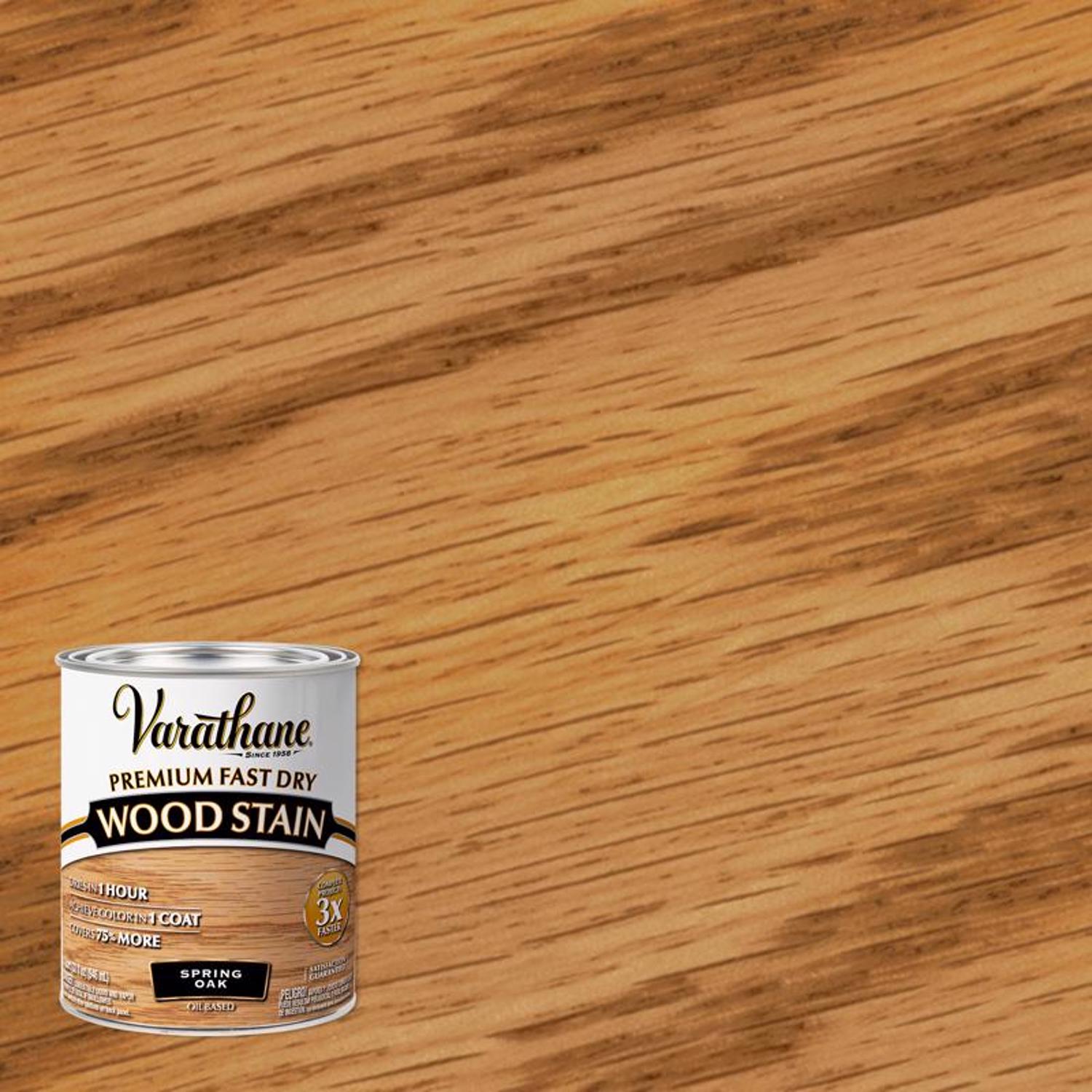 Varathane Semi-Transparent Spring Oak Oil-Based Urethane Modified Alkyd Fast Dry Wood Stain 1 qt - Mycitystee