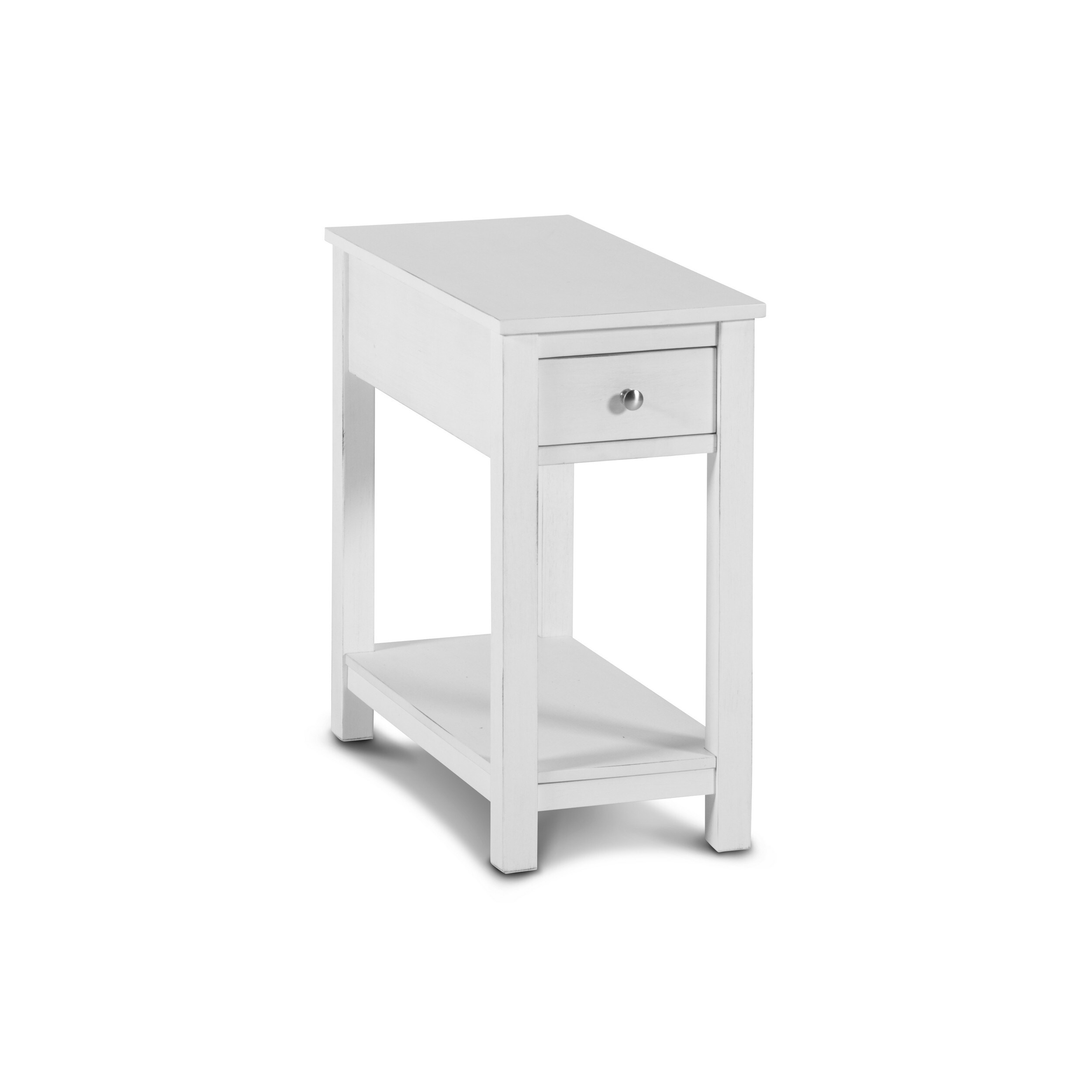 Nili 24 Inch Side End Table， Crisp White Finish， Single Drawer and Shelf - Mycitystee