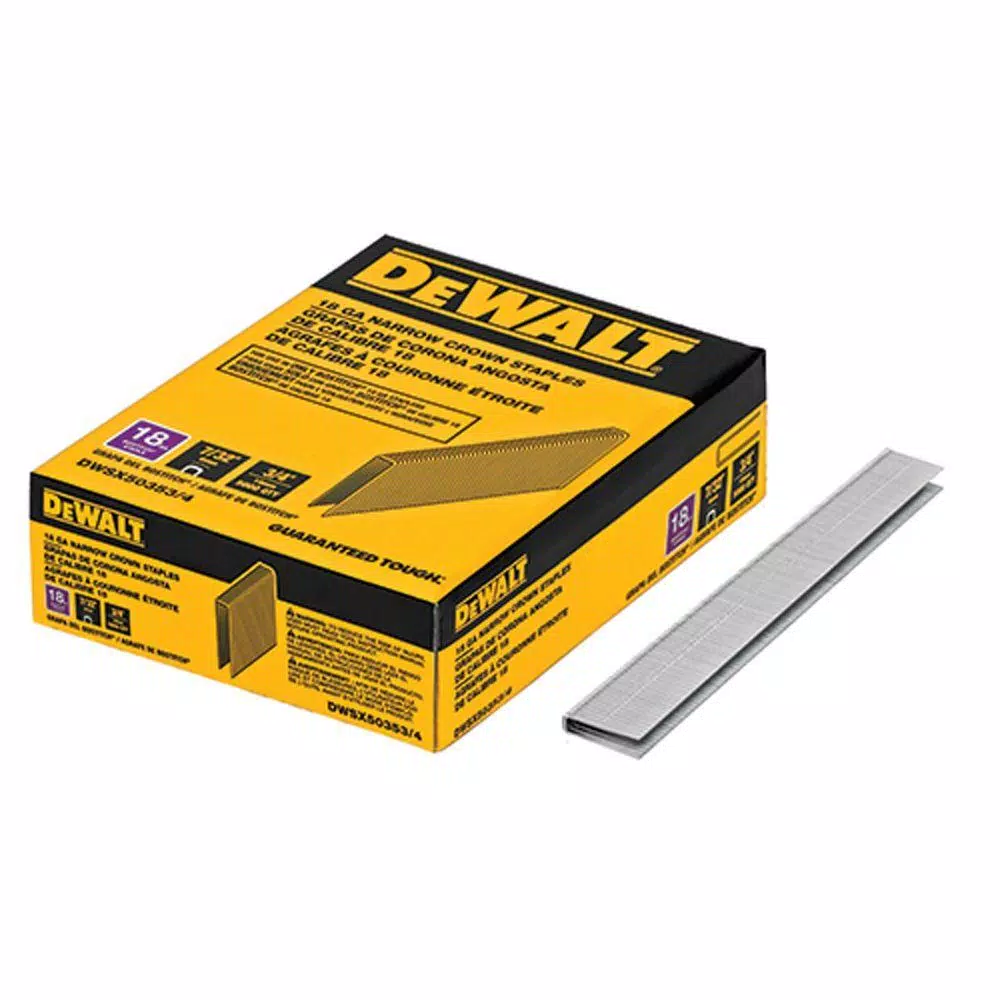 DEWALT 3/4 in. x 7/32 in. 18-Gauge Glue Collated Narrow Crown Staples (5，000 per Box) and#8211; XDC Depot - Mycitystee
