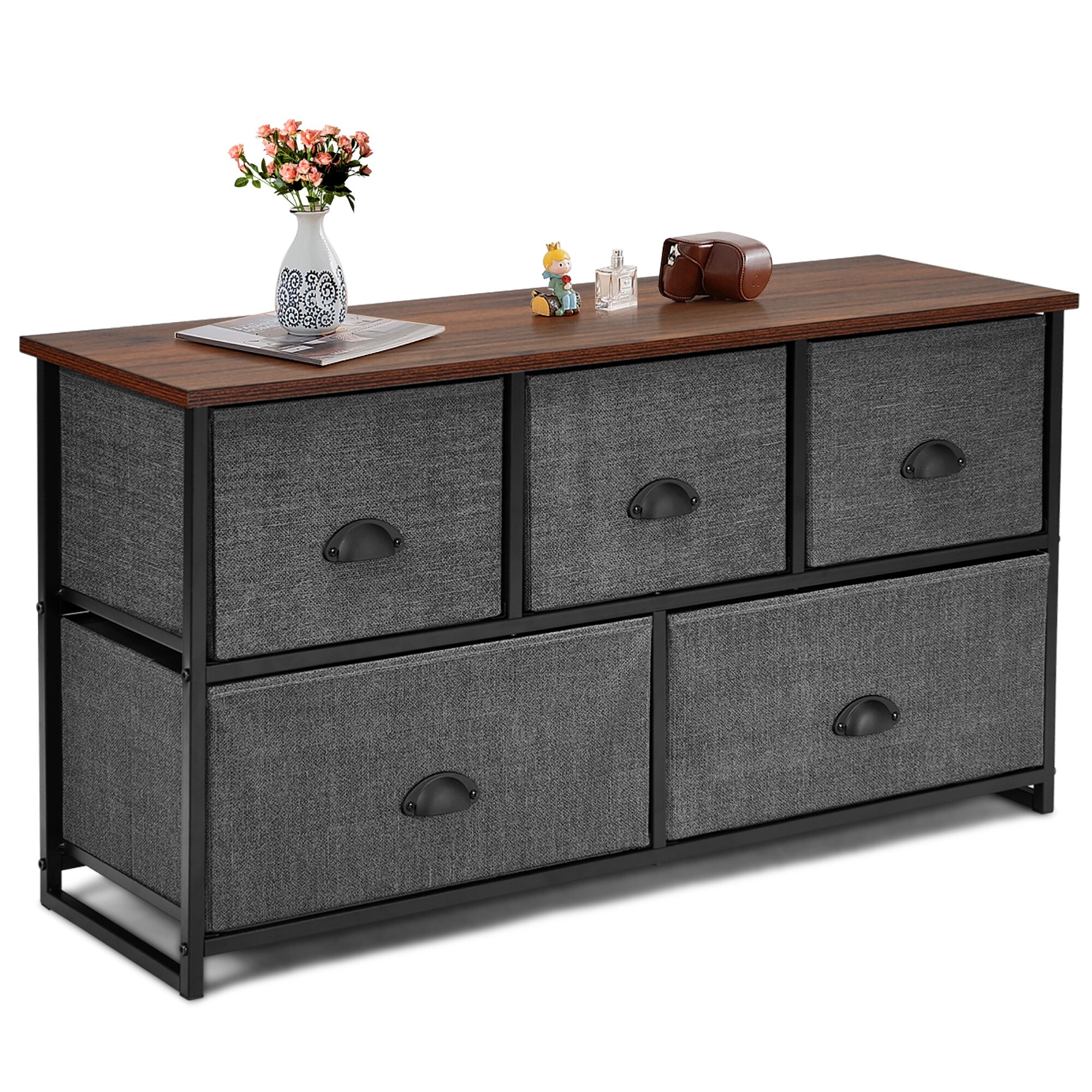 5 Drawers Dresser Storage Tower Fabric Storage Chest with Metal Frame - - 35873742 - Mycitystee