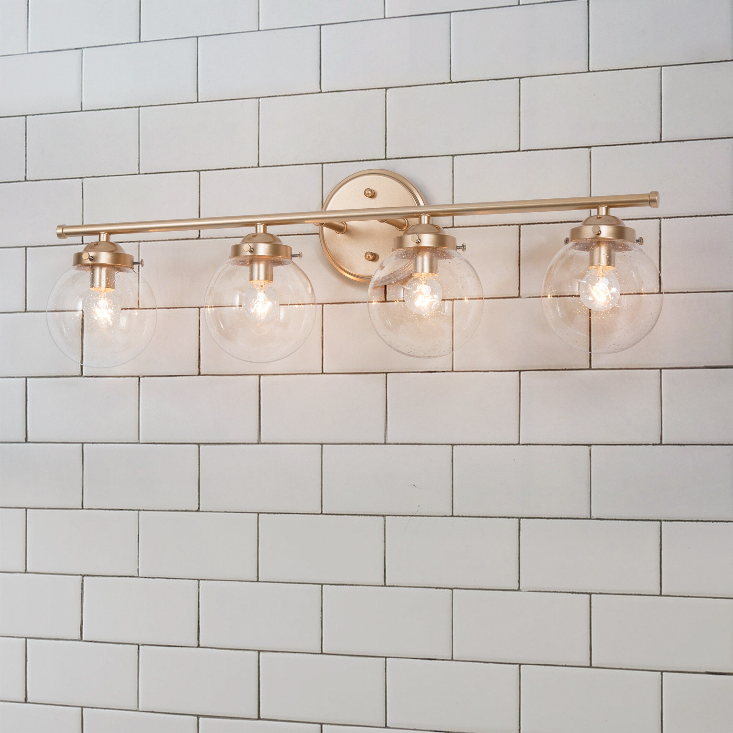 Bela Mid-Century Modern Gold Linear Globe Glass Vanity Light Dimmable - Mycitystee