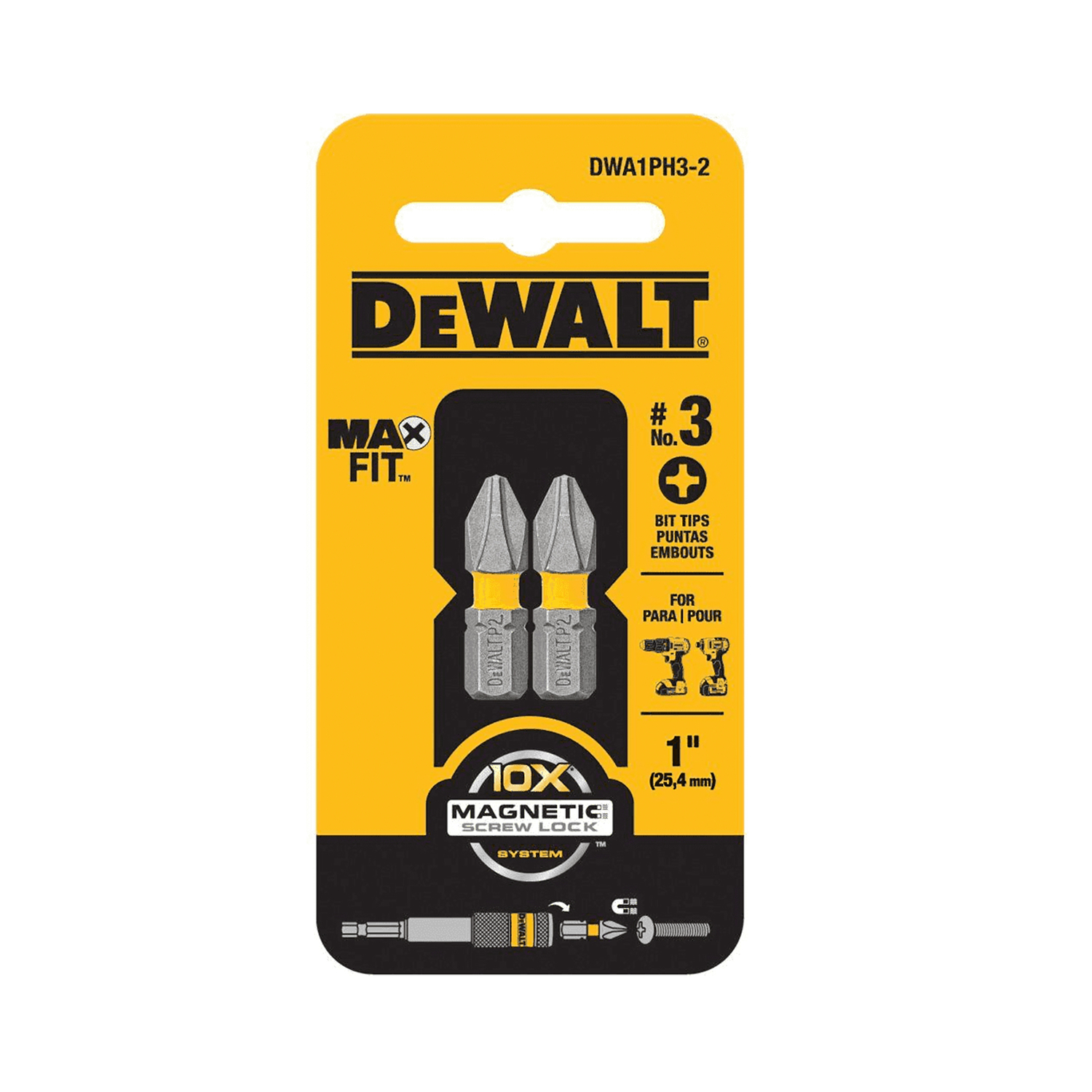 DeWalt Max Fit Phillips #3 X 1 in. L Insert Bit S2 Tool Steel 2 pc - Mycitystee
