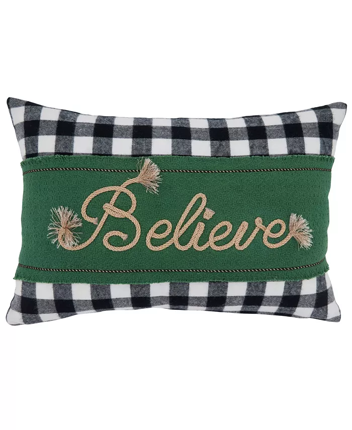 Saro Lifestyle Believe Buffalo Plaid Decorative Pillow， 12