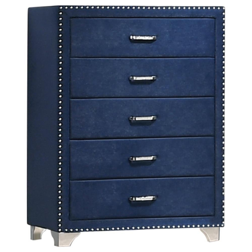 Coaster Furniture Melody 5-drawer Upholstered Chest Pacific Blue And Grey - - 37979537 - Mycitystee
