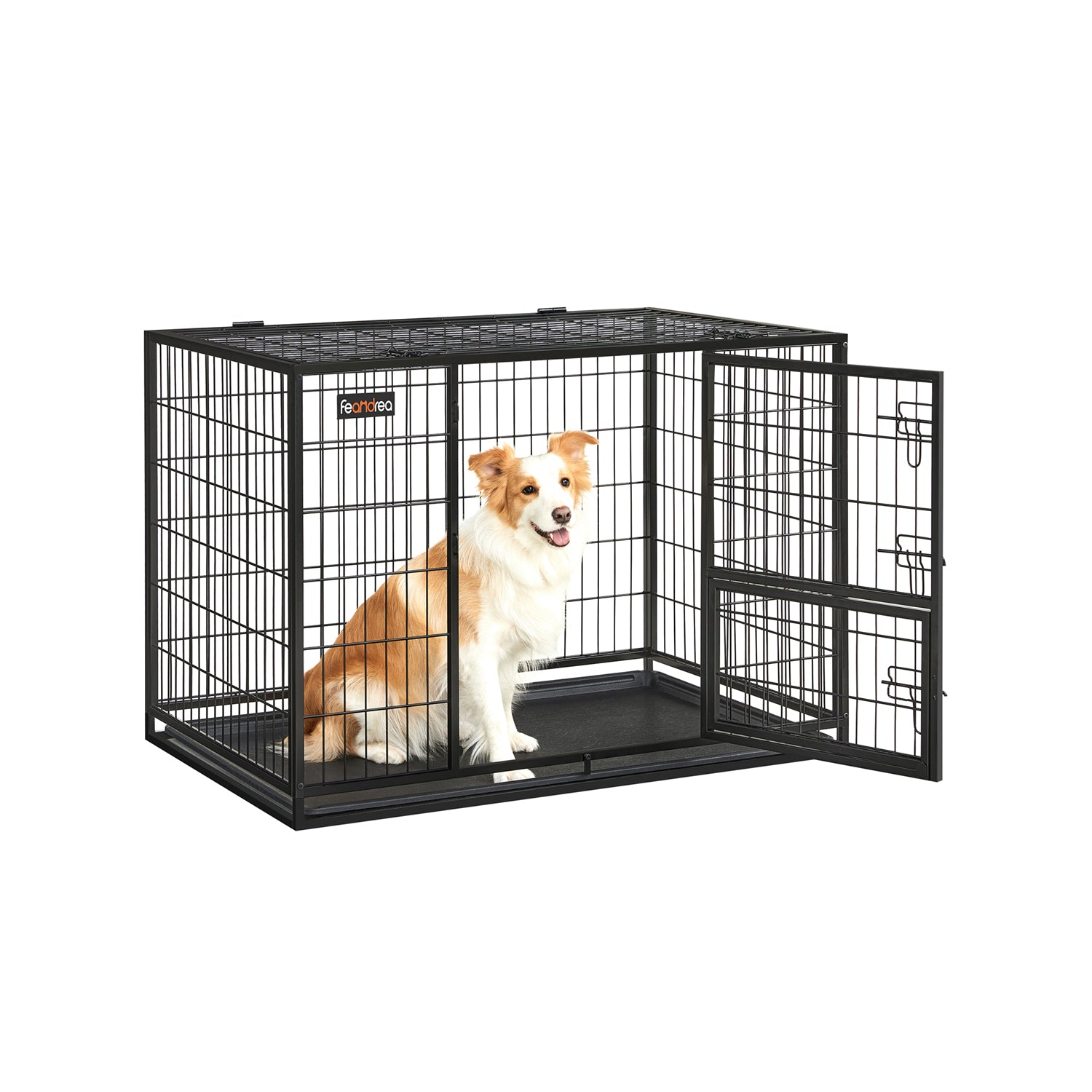 Feandrea Heavy-Duty Dog Crate with Removable TrayBlack/XL (42.1 x 27.6 x 29.5 Inches) - Mycitystee
