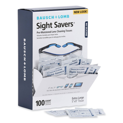 Bausch and Lomb Sight Savers Premoistened Lens Cleaning Tissues， 8 x 5， 100/Box (8574GM) - Mycitystee