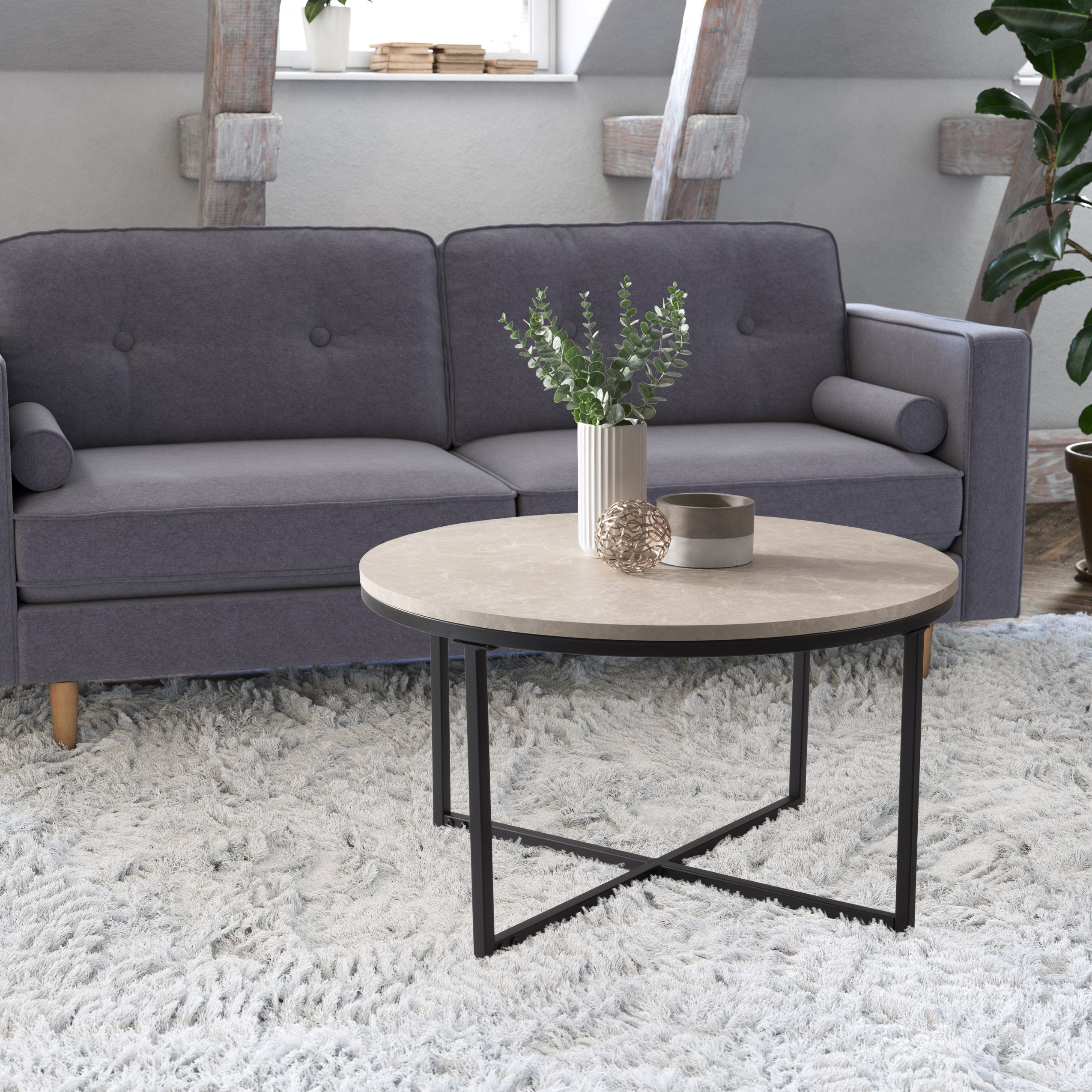 CorLiving Ayla Grey Marbled Effect Coffee Table - Mycitystee