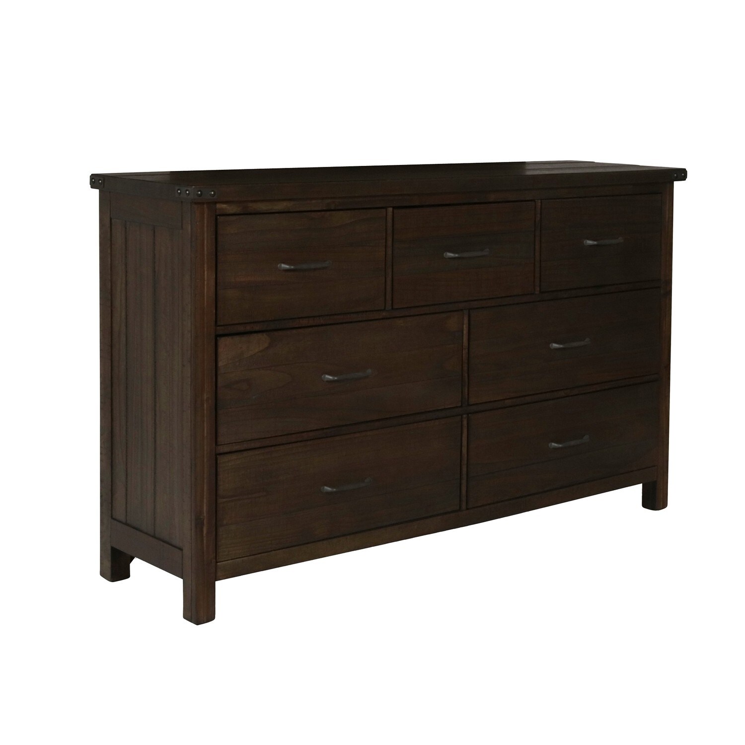 Plank Style 7 Drawer Dresser with Wood Grain Details， Walnut Brown - - 31575466 - Mycitystee