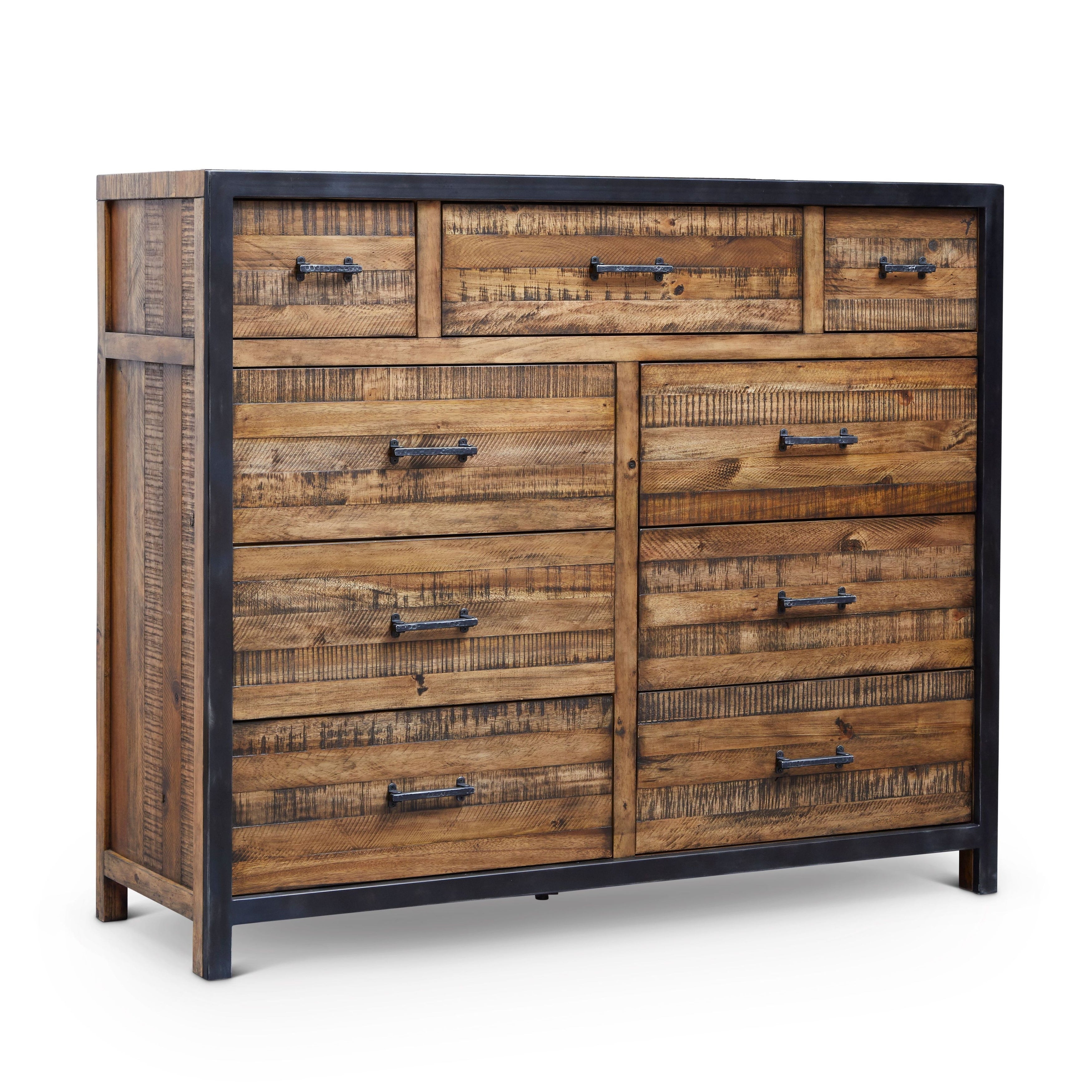 Urban Frontier Pine and Iron 9 Drawer Dresser Chest - - 35319168 - Mycitystee