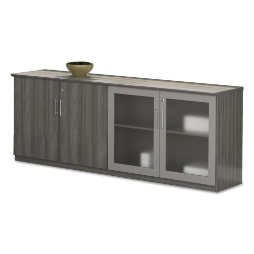 Safco Medina Series Low Wall Cabinet with Doors， 72w x 20d x 29.5h， Gray Steel， Box2 (MVLCDLGS) - Mycitystee
