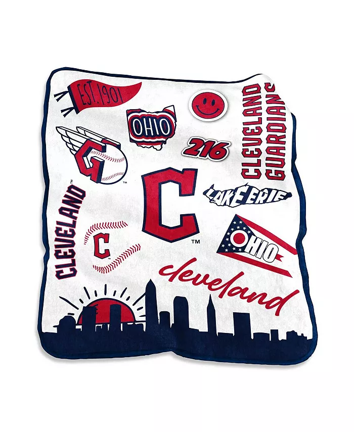 Logo Brands Cleveland Guardians 50'' x 60'' Native Raschel Plush Throw Blanket - Mycitystee