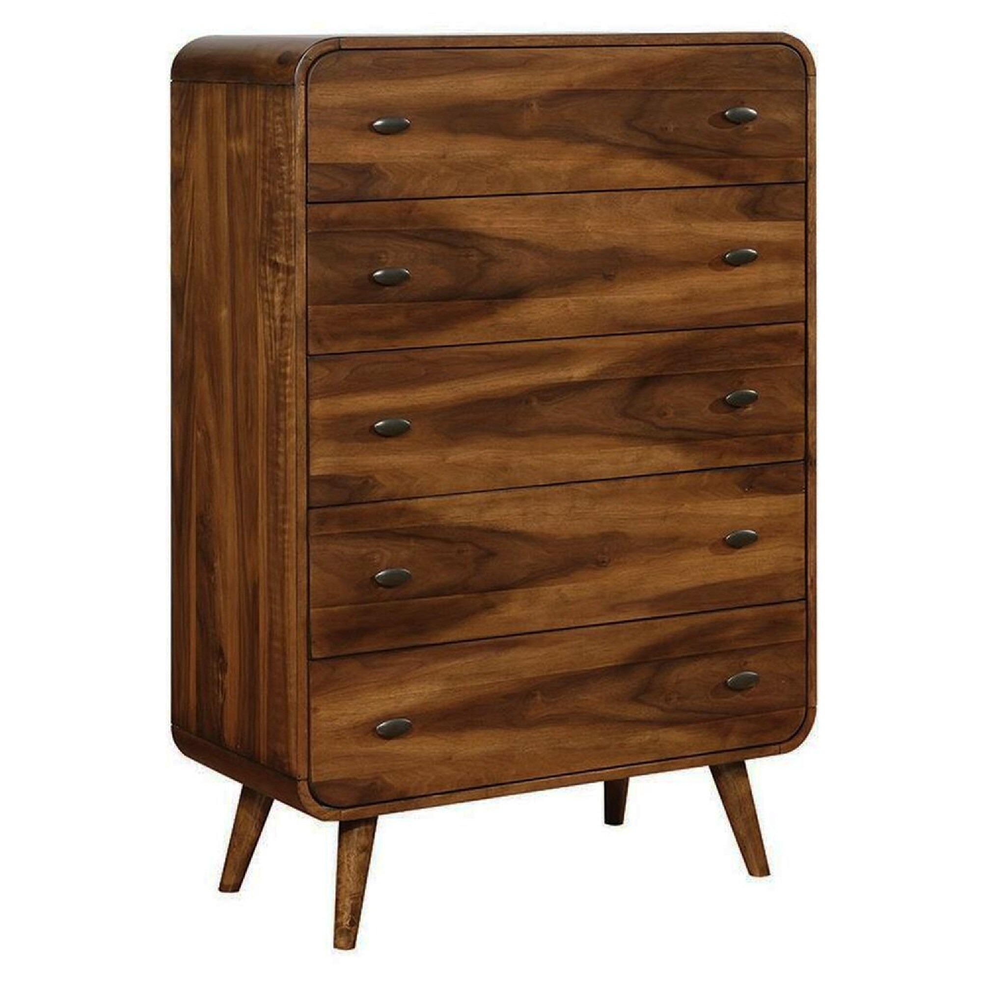 Wooden Chest with 5 Drawers， Dark Walnut Brown - - 23563430 - Mycitystee