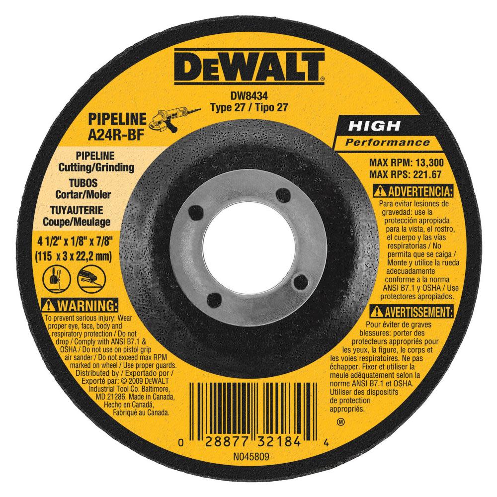DEWALT High Performance Pipeline Wheel 4-1/2 In. x 1/8 In. DW8435 from DEWALT - Mycitystee
