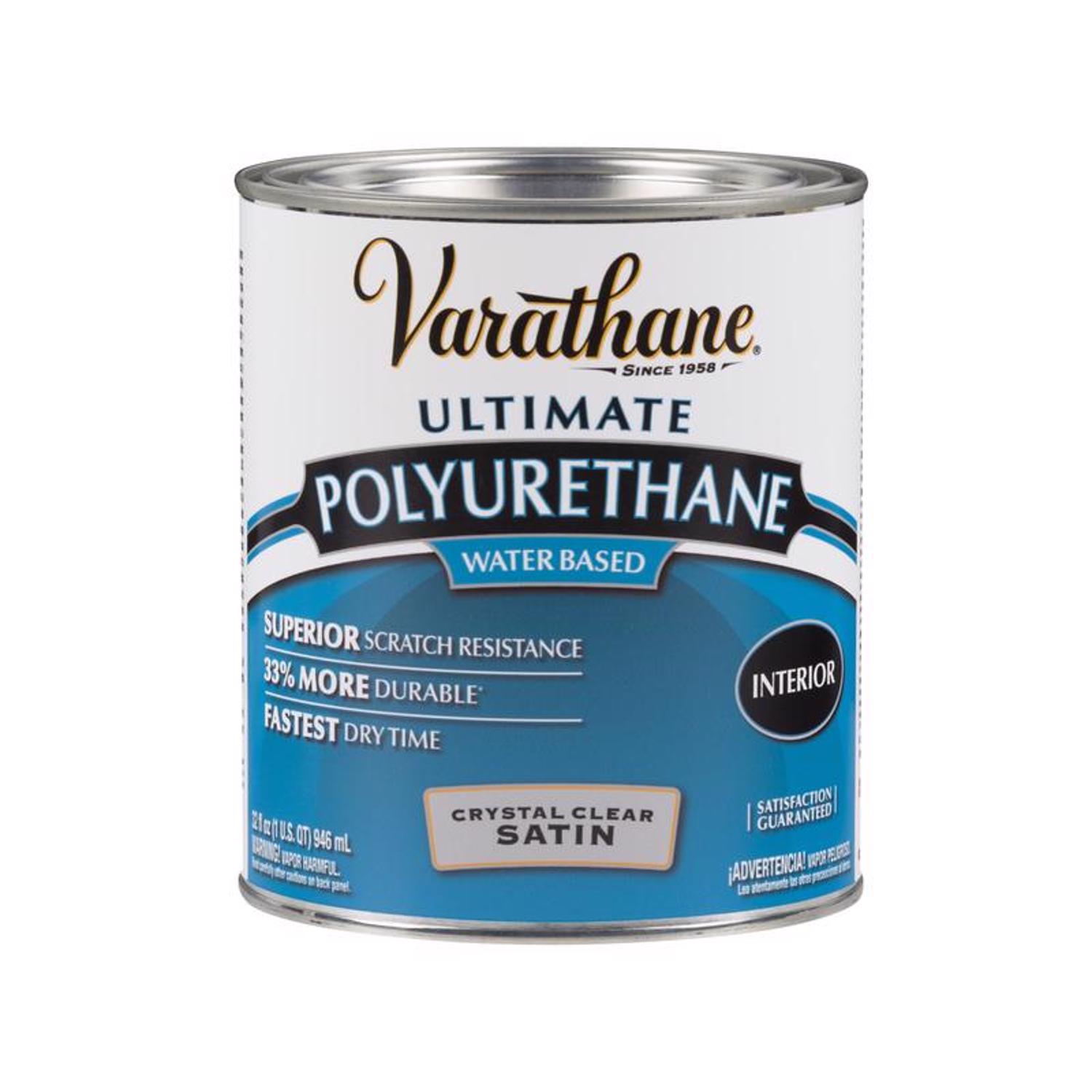 Varathane Ultimate Satin Crystal Clear Water-Based Polyurethane 1 qt - Mycitystee
