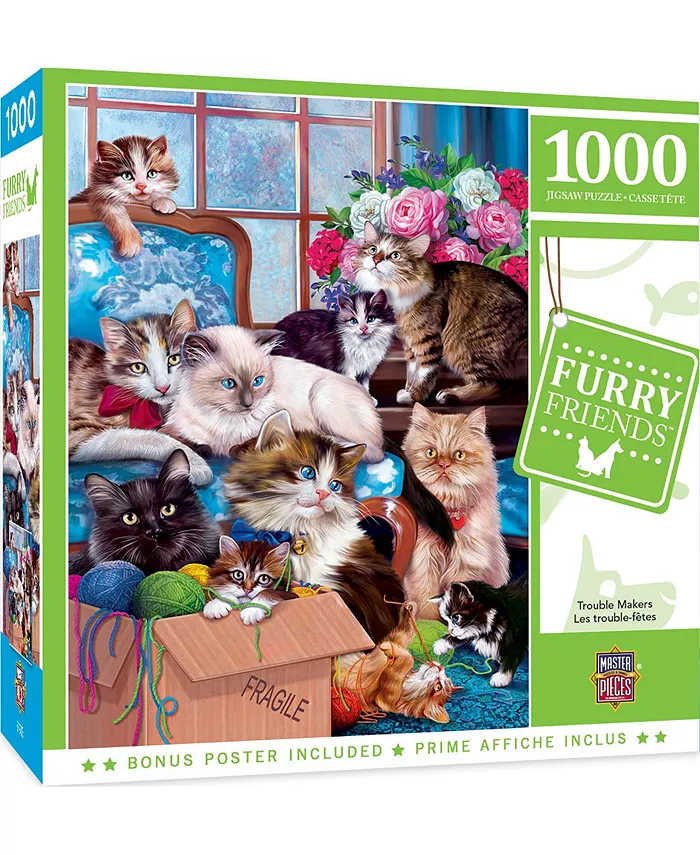 MasterPieces Puzzles Furry Friends - Trouble Makers 1000 Piece Adult Jigsaw Puzzle - Mycitystee