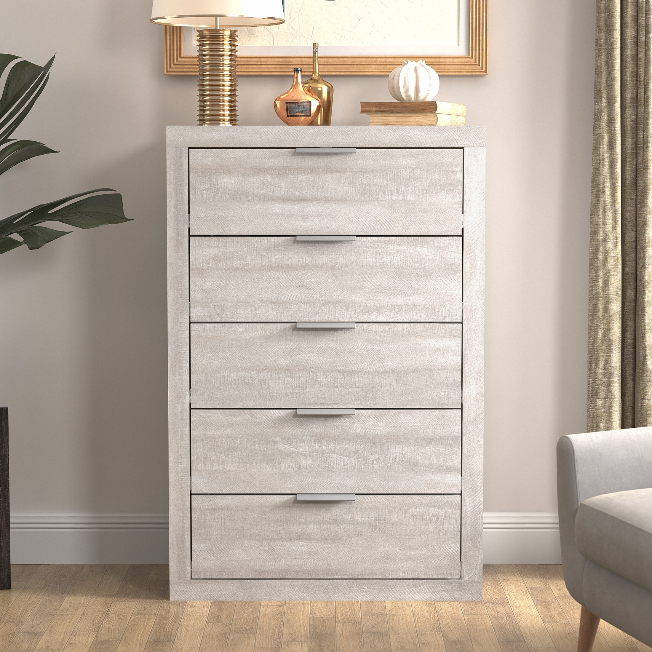 Harlowin 5-Drawer Chest (46.4 in. × 16.2 in. × 30.7 in.) - - 36758338 - Mycitystee