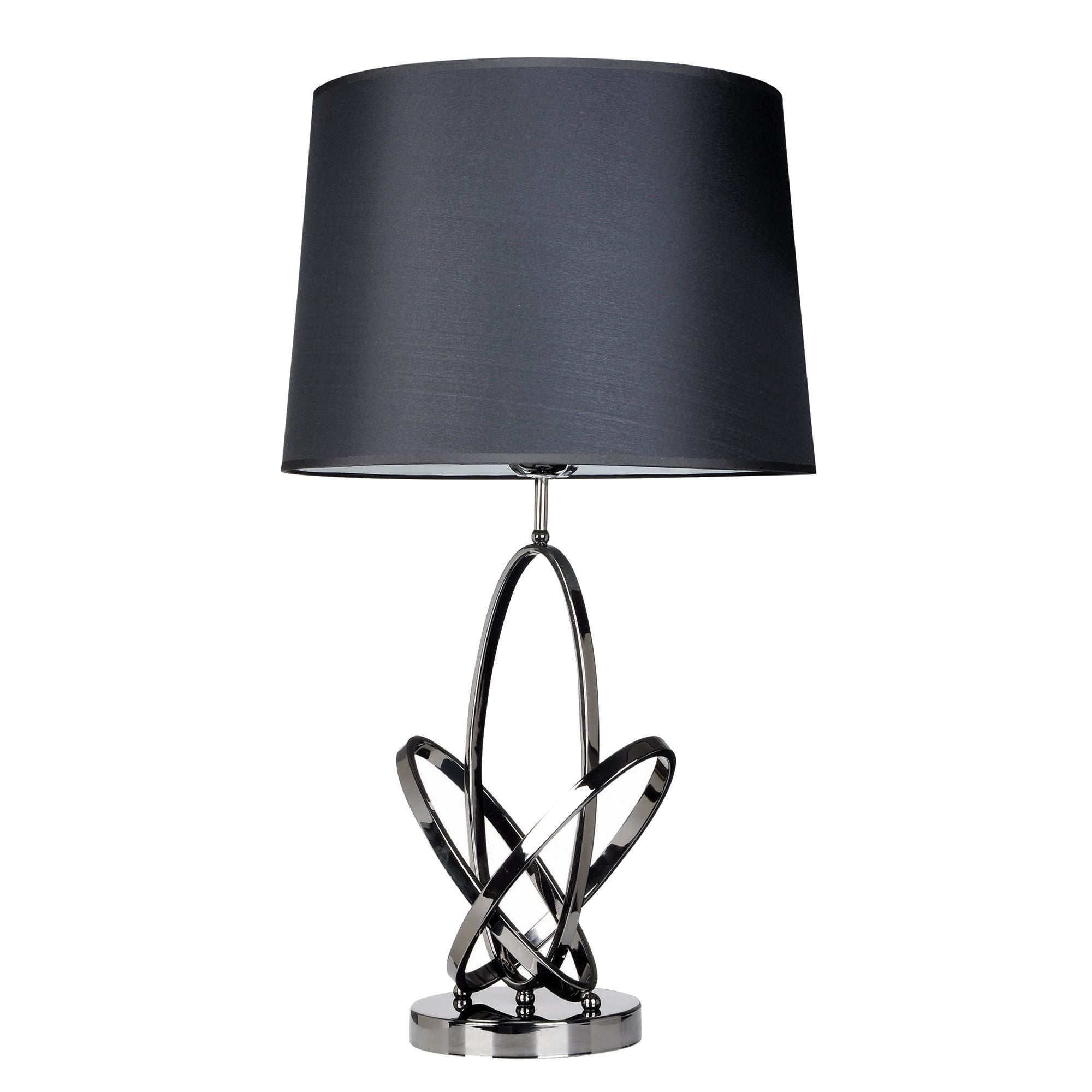 Elegant Designs Mod Art Polished Chrome Table Lamp with Black Shade - 14(L)14(W)27.25(H) - Mycitystee