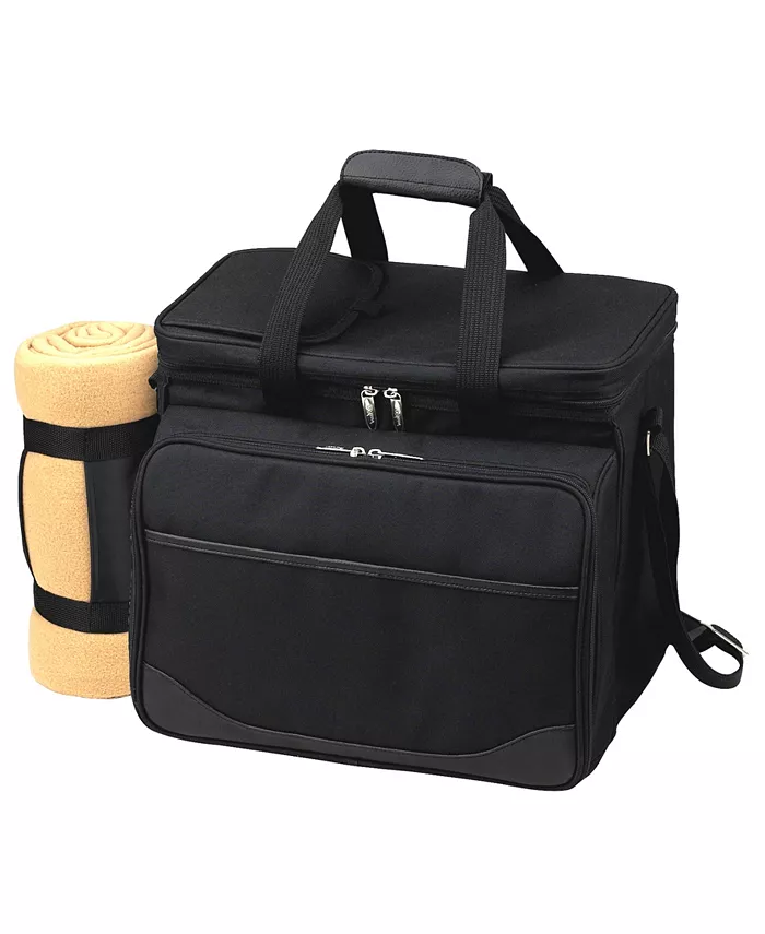 Picnic At Ascot Picnic Cooler for 4 with Blanket - Divided Waterproof Interior - Mycitystee