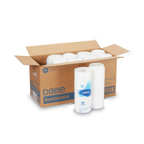 Dixie White Dome Lid Fits 10 oz to 16 oz Perfectouch Cups， 12 oz to 20 oz Hot Cups， WiseSize， 500/Carton (9542500DXCT) - Mycitystee