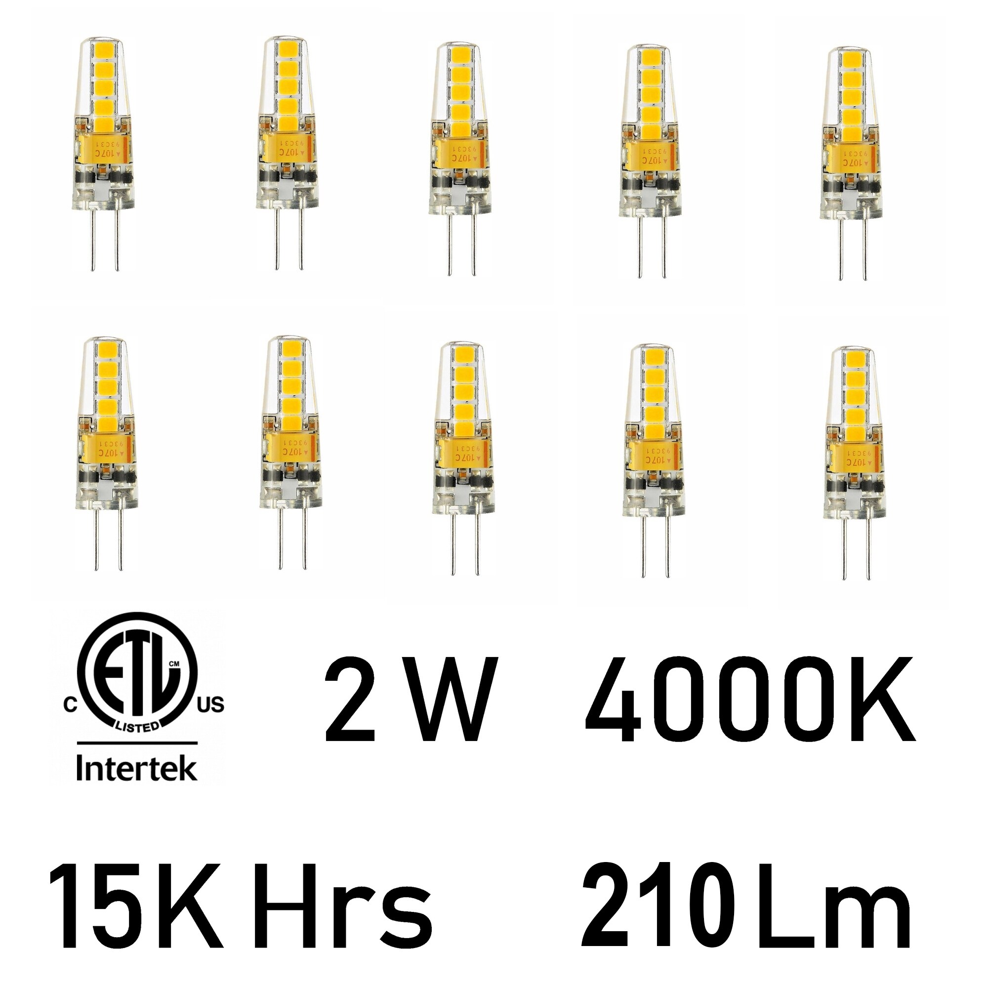 2 Watt G4 LED LED Bulb 4000K (Set of 10) - White - Mycitystee