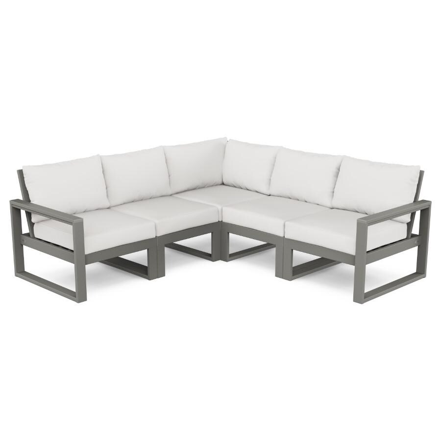 POLYWOOD EDGE 5-Piece Modular Deep Seating Set in Slate Grey / Natural Linen - Mycitystee